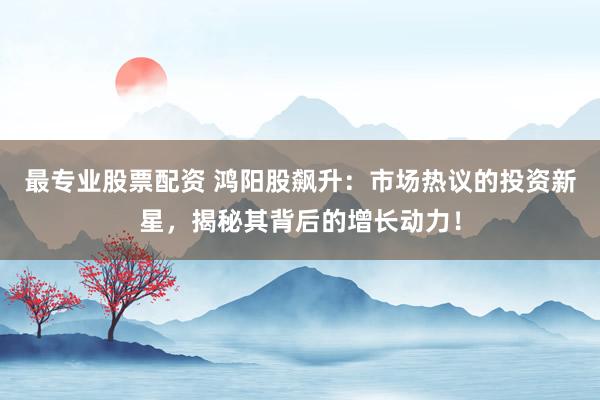最专业股票配资 鸿阳股飙升：市场热议的投资新星，揭秘其背后的增长动力！