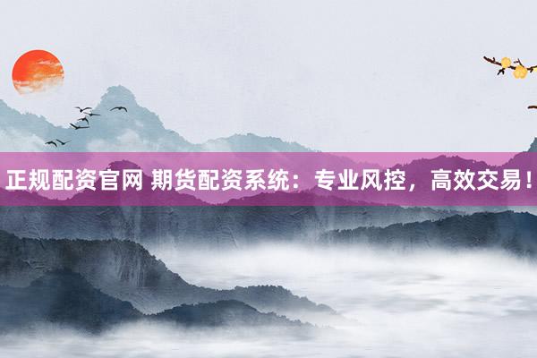 正规配资官网 期货配资系统：专业风控，高效交易！