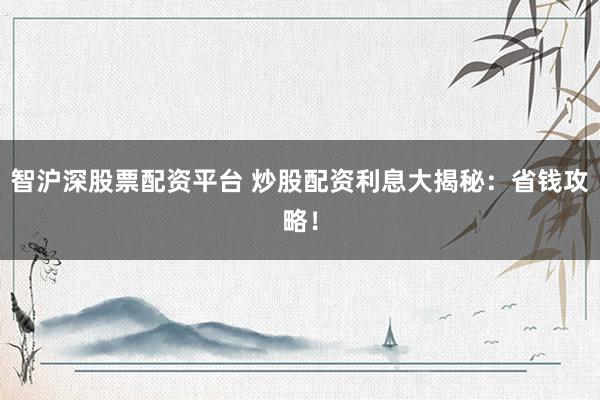 智沪深股票配资平台 炒股配资利息大揭秘：省钱攻略！