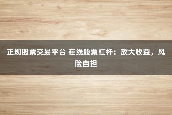 正规股票交易平台 在线股票杠杆：放大收益，风险自担