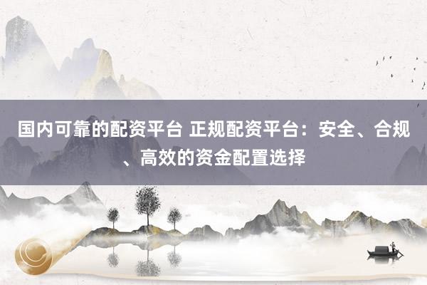 国内可靠的配资平台 正规配资平台：安全、合规、高效的资金配置选择