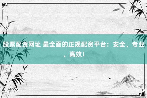 股票配资网址 最全面的正规配资平台：安全、专业、高效！