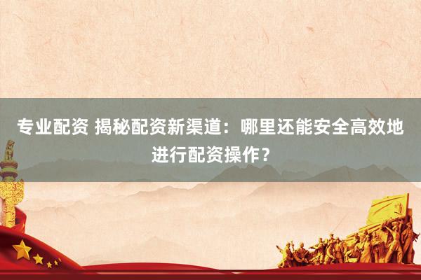 专业配资 揭秘配资新渠道：哪里还能安全高效地进行配资操作？