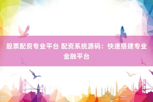 股票配资专业平台 配资系统源码：快速搭建专业金融平台