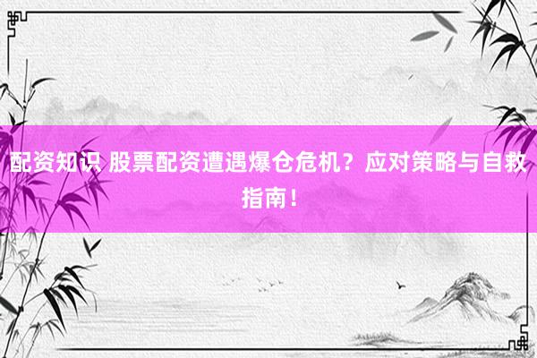配资知识 股票配资遭遇爆仓危机？应对策略与自救指南！