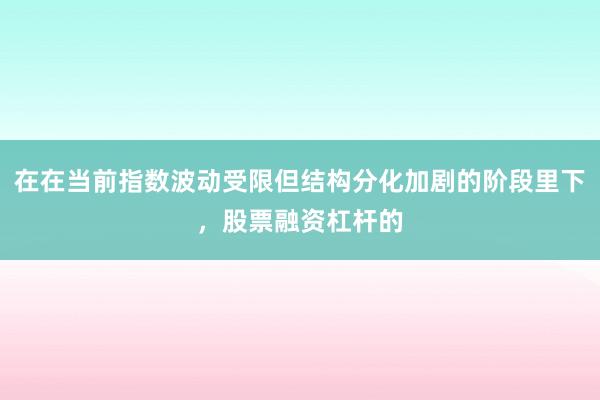 在在当前指数波动受限但结构分化加剧的阶段里下,股票融资杠杆的