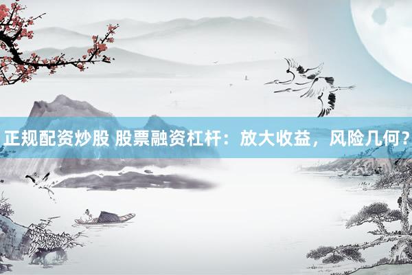 正规配资炒股 股票融资杠杆:放大收益,风险几何?