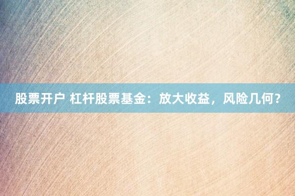 股票开户 杠杆股票基金：放大收益，风险几何？