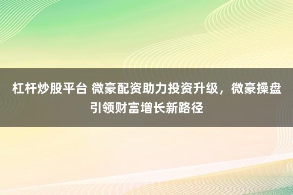 杠杆炒股平台 微豪配资助力投资升级，微豪操盘引领财富增长新路径
